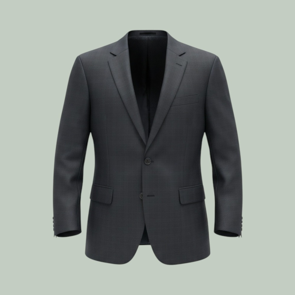 Jos. A. Bank Signature Gold Navy Blue Plaid 100% Wool Tailored Fit Blazer 46R